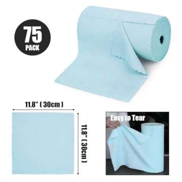 SOOWASH Microfiber Cleaning Cloth Roll 11.8" x 11.8" Lint Free Quick Dry Ultra Absorbent Scratch Fre...