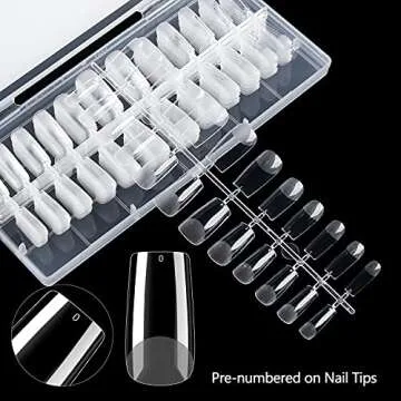 INENK Medium Square Gel X Nail Tips Extension, 240PCS Clear Soft Gel Full Cover Nail Tips, M Square Press On False Nail Tips for Salons, and DIY Nail Art at Home (12 Sizes)