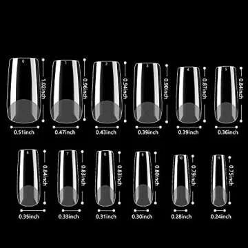 INENK Medium Square Gel X Nail Tips Extension, 240PCS Clear Soft Gel Full Cover Nail Tips, M Square Press On False Nail Tips for Salons, and DIY Nail Art at Home (12 Sizes)