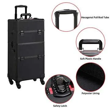 Topeakmart 3-in-1 Rolling Makeup Train Case for All Ages