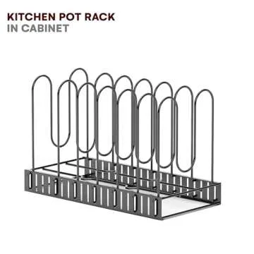 Vdomus Pot Rack Organizer with 3 DIY Methods, Black Metal Kitchen 8+ Pots Holder, Height and Position are Adjustable Cabinet Pantry Pot Lid Holder (Upgraded)