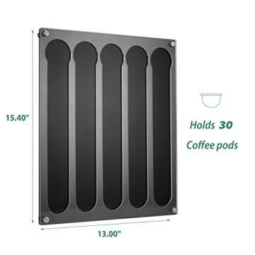 Pemtow Coffee Pod Holder Organizer Compatible With Nespresso Vertuo Capsules, Double-Deck Acrylic Vertuoline Pod Storage for Wall, Holds 30 Pods(Capsules Not Included)