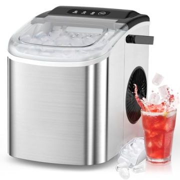 Antarctic Star Ice Maker Countertop, Stainless Steel Ice Maker Machine with Self-Cleaning, 9 Pcs/6 M...