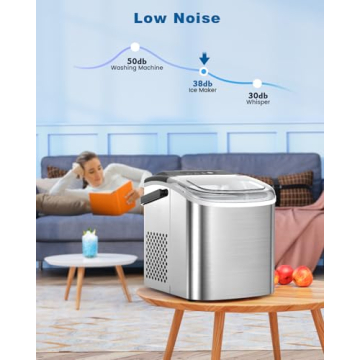 Antarctic Star Ice Maker Countertop, Stainless Steel Ice Maker Machine with Self-Cleaning, 9 Pcs/6 Mins Bullet Shaped Ice Cubes, 26.5lbs/24Hrs, Portable, Ideal for Home Use, Gift, Silver