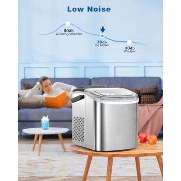 Antarctic Star Ice Maker Countertop, Stainless Steel Ice Maker Machine with Self-Cleaning, 9 Pcs/6 Mins Bullet Shaped Ice Cubes, 26.5lbs/24Hrs, Portable, Ideal for Home Use, Gift, Silver