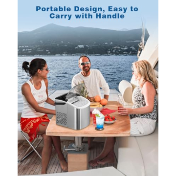 Antarctic Star Ice Maker Countertop, Stainless Steel Ice Maker Machine with Self-Cleaning, 9 Pcs/6 Mins Bullet Shaped Ice Cubes, 26.5lbs/24Hrs, Portable, Ideal for Home Use, Gift, Silver