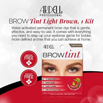 Ardell Brow Tint Kit Light Brown - Semi-Permanent Eyebrow Dye, Long-Lasting Brow Color with Natural ...