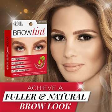 Ardell Brow Tint Kit Light Brown - Semi-Permanent Eyebrow Dye, Long-Lasting Brow Color with Natural Extracts, Complete Eyebrow Tint Set, 1 Pack