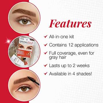 Ardell Brow Tint Kit Light Brown - Semi-Permanent Eyebrow Dye, Long-Lasting Brow Color with Natural Extracts, Complete Eyebrow Tint Set, 1 Pack