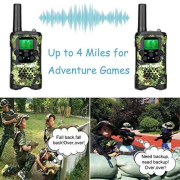 Walkie Talkies for Kids, wesTayin Range Up to 4 Miles Long Range Walkie Talkies 22 Channels with Crystal Sound Walkie Talkies Boy Toy for Kids Toddlers Adults, 2 Pack (Green Camo)