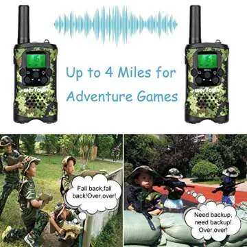 Walkie Talkies for Kids, wesTayin Range Up to 4 Miles Long Range Walkie Talkies 22 Channels with Crystal Sound Walkie Talkies Boy Toy for Kids Toddlers Adults, 2 Pack (Green Camo)