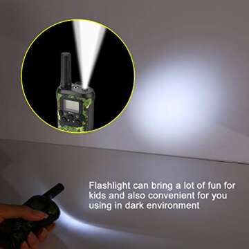 Walkie Talkies for Kids, wesTayin Range Up to 4 Miles Long Range Walkie Talkies 22 Channels with Crystal Sound Walkie Talkies Boy Toy for Kids Toddlers Adults, 2 Pack (Green Camo)