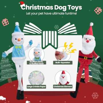 HGB Squeaky Christmas Dog Toys, Crinkle Dog Toys for Large Medium Small Dogs, Interactive Dog Toys t...