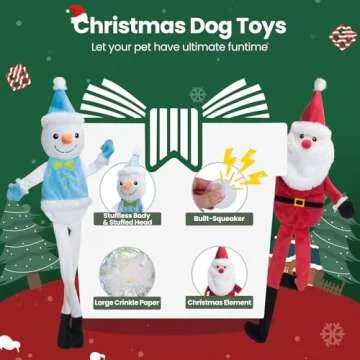 HGB Squeaky Christmas Dog Toys, Crinkle Dog Toys for Large Medium Small Dogs, Interactive Dog Toys t...