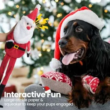 HGB Squeaky Christmas Dog Toys, Crinkle Dog Toys for Large Medium Small Dogs, Interactive Dog Toys to Keep Them Busy, Plush Puppy Toys for Enrichment & Boredom, Holiday Pet Toys, 2 Pack