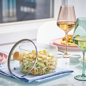 Versatile 1.6L Ribbed Glass Cooking Pot with Lid