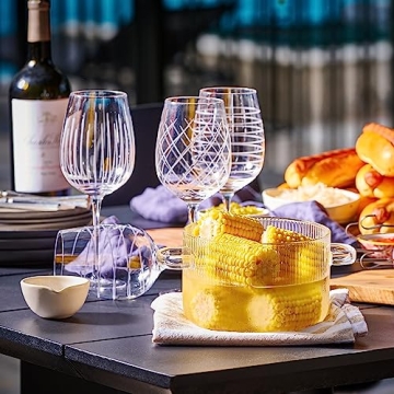 Versatile 1.6L Ribbed Glass Cooking Pot with Lid