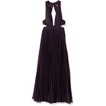 Social Graces Women's Sleeveless Plunging V-Neck Pleated Sheer Layers Cutout Maxi Dress Evening Gown