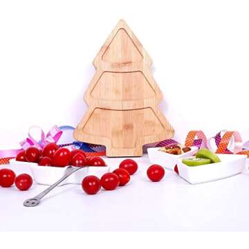 ROSE CREATE 10.8 Inches Snack Appetizer Trays Set, Christmas Tree Dessert Serving Dishes, Snack Plat...
