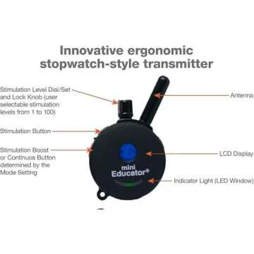 Mini Educator E-Collar ET-300 / ET-302 Dog Training Collar System with Remote - 1/2 Mile Range - Waterproof, Vibration, Sensation - Includes eOutletDeals Pet Towel (1 Dog System - ET-300 Black)