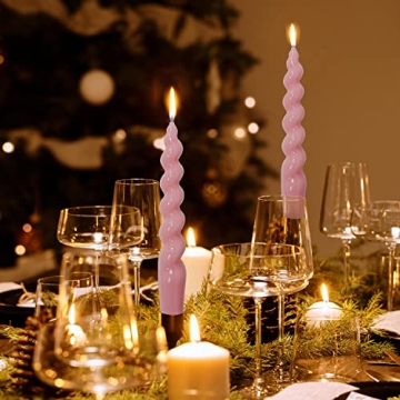 Elegant Spiral Taper Candles - Pink Sticky Candles for Home Decor