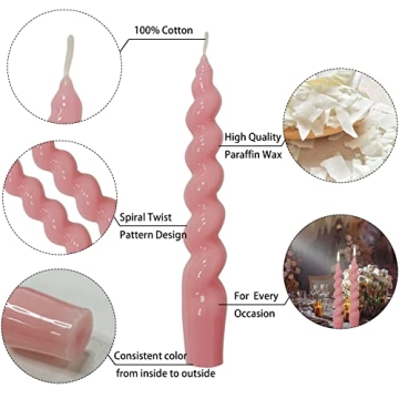 Elegant Spiral Taper Candles - Pink Sticky Candles for Home Decor