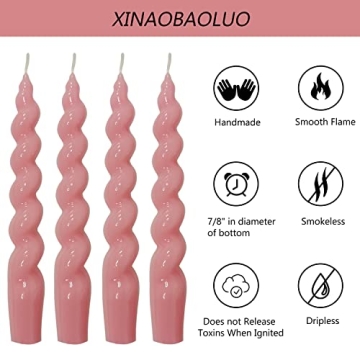 Elegant Spiral Taper Candles - Pink Sticky Candles for Home Decor