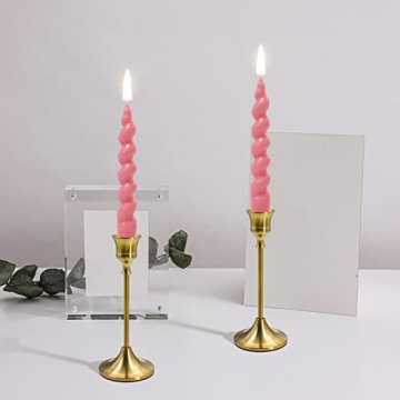 Elegant Spiral Taper Candles - Pink Sticky Candles for Home Decor
