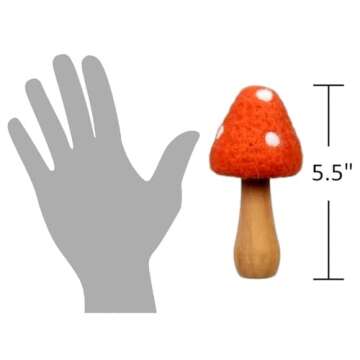 The Bridge Collection 5.5"" Wool Mushroom Figurines - Set of 3 - Vintage Mushrooms for Home Decor - ...