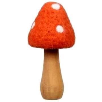 The Bridge Collection 5.5"" Wool Mushroom Figurines - Set of 3 - Vintage Mushrooms for Home Decor - Set of Mushrooms for Hippy, Retro, Vintage Decor, Brown, Orange, Grey, White