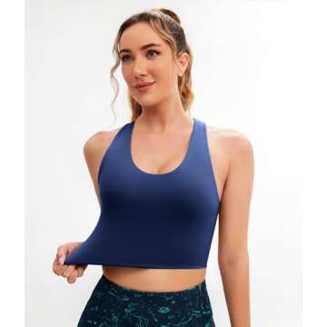 JOYSPELS Sports Bras for Women Extra Comfort Criss-Cross Back Padded Workout Tops for Women Medium Support Navy Blue