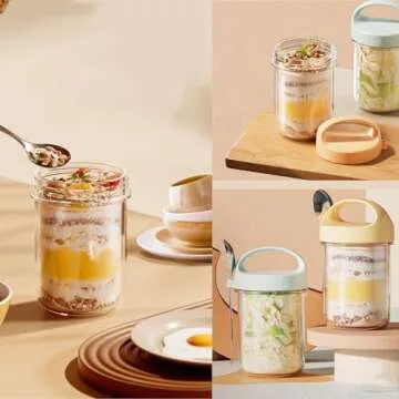ZAZAWAWA Airtight Glass Overnight Oats Containers