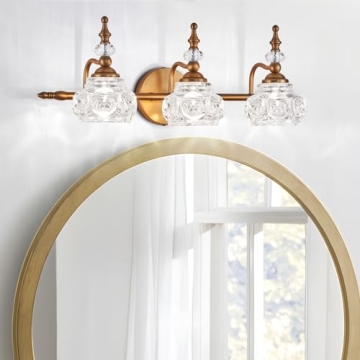 ZILANL Vintage Bathroom Vanity Light Fixture in Brass Finish