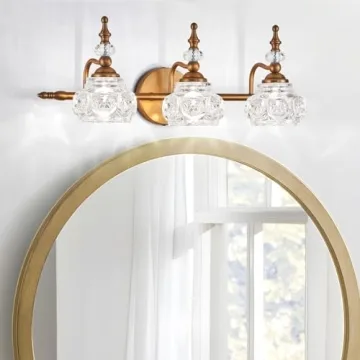 ZILANL Vintage Bathroom Vanity Light Fixture in Brass Finish