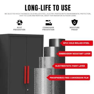 Torin Garage Storage Cabinets System, 6-Pcs Workshop Cabinet Set in Black, Included Steel Cabinets Drawers Rolling Chest and Pegboard,Locked Garage Storage Cabinet