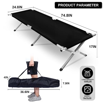 YSSOA Camping Cot- Portable, Comfortable, Lightweight Bed