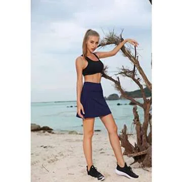 Women's Active Athletic Skirt Sports Golf Tennis Running Pockets Skort Navy Blue M