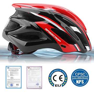 Basecamp Bike Helmet for Men Women with LED Safety Light Removable Sun Visor Lightweight Bicycle Hel...