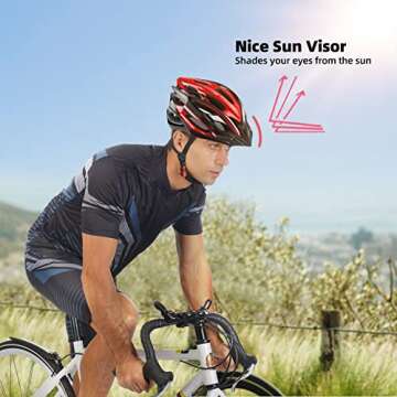 Basecamp Bike Helmet for Men Women with LED Safety Light Removable Sun Visor Lightweight Bicycle Helmet Adjustable Breathable Mountain & Road Cycling Helmets for Adult (BC-10)