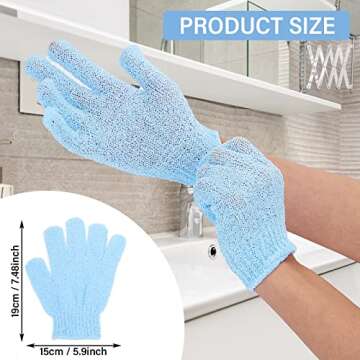 Sibba 2 Pair Bath Gloves for Shower Natural Loofah Exfoliating Wash Gloves for Body and Face, Dead Skin Remover, Double Sided Microfibre Shower Body Gloves for Adults and Kids