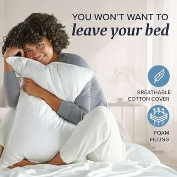 Beckham Hotel Collection King Size Memory Foam (Adjustable Fill) Bed Pillows Set of 2 - Cooling Shredded Foam Pillow for Back, Stomach or Side Sleepers