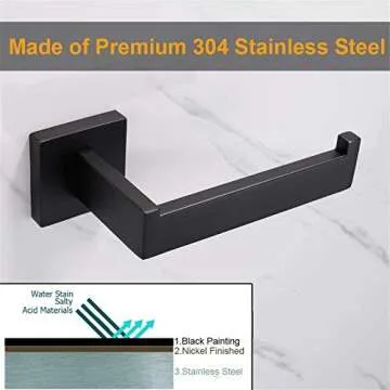 Nolimas Classic Paper Roll Holder Matte Black Wall Mounted SUS 304 Stainless Steel Bathroom Rust Proof Toilet Tissue Holder