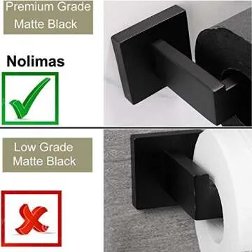 Nolimas Classic Paper Roll Holder Matte Black Wall Mounted SUS 304 Stainless Steel Bathroom Rust Proof Toilet Tissue Holder