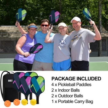 BEIVES Lightweight Pickleball Paddles Set of 4 for All