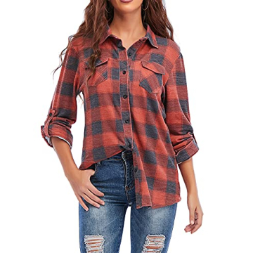 Comfortable Women's Plaid Button Down Shirt for Any Occasion