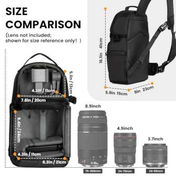 TARION Waterproof Camera Sling Bag Backpack - DSLR Sling Camera Bag for Photographers, Cross body Sl...