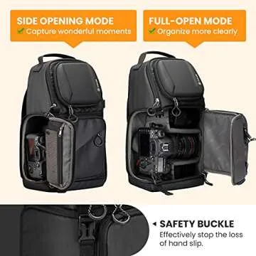TARION Waterproof Camera Sling Bag Backpack - DSLR Sling Camera Bag for Photographers, Cross body Sling Bag with Raincover Tripod Holder Photography Slingpack Black TR-S