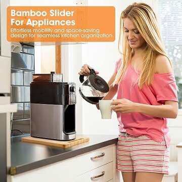 Bamboo Sliding Tray for Easy Kitchen Appliance Access