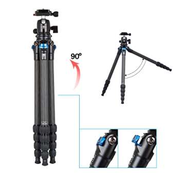 SIRUI AM-225 Camera Tripod Carbon Fiber Tripod 5-Sections Travel Lightweight Small Tripod with B-00K Ball Head,Black