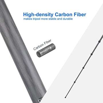 SIRUI AM-225 Camera Tripod Carbon Fiber Tripod 5-Sections Travel Lightweight Small Tripod with B-00K Ball Head,Black